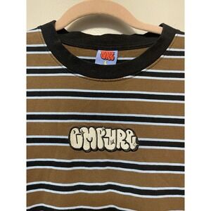 Empyre Brown Striped T-Shirt Men's Size Large  Skateboard Outdoor